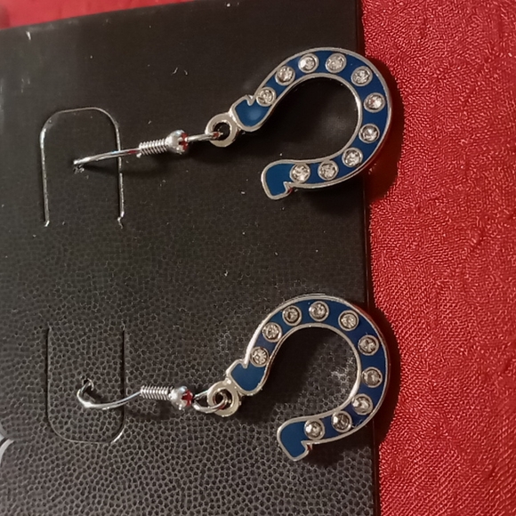 NFL COLTS dangle earrings with rhinestones nwt. - Picture 1 of 4